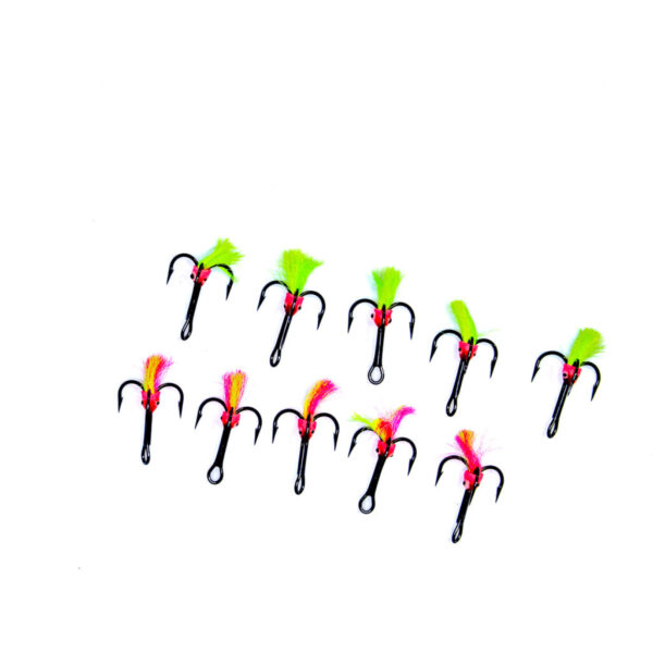 Isfiskekrokar 10 Pack, Rosa/Grön